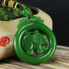 Carved Elephant Natural Green Hand Jade Pendant Fashion Boutique Jewelry Men's view 2