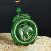 Carved Elephant Natural Green Hand Jade Pendant Fashion Boutique Jewelry Men's view 4