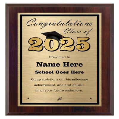 Graduation Plaque for the Class of 2025 - Personalized Gift Award for Graduation - High School or College - Customize Now!
