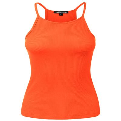 Ribbed Knit Tank Tops Sleeveless Cami Racerback Halter Crewneck Shirts REDOR 2XL