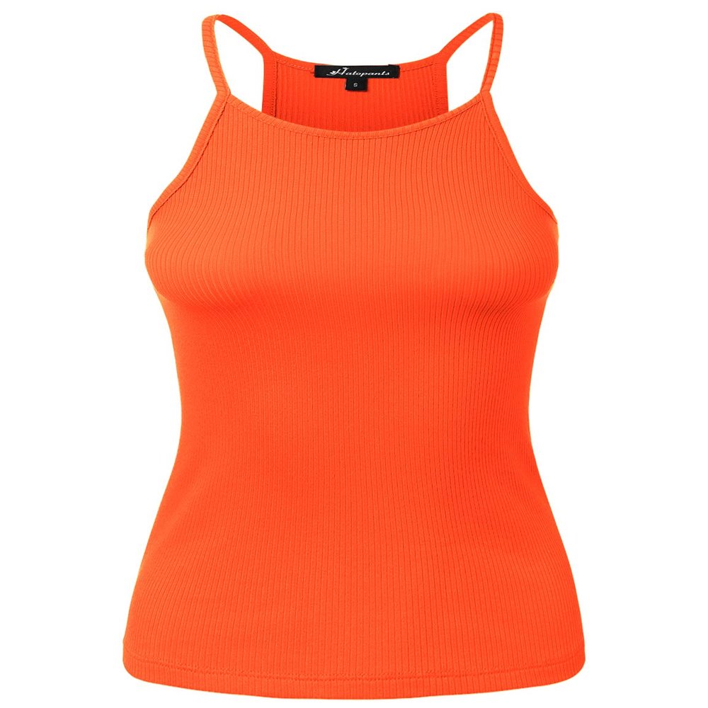 Ribbed Knit Tank Tops Sleeveless Cami Racerback Halter Crewneck Shirts REDOR 2XL
