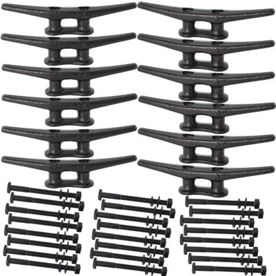 VEITHI 6 inch Electrophoretic Coated Black Dock Cleats, Ideal for Boat, Decks, Piers, Marine Decor