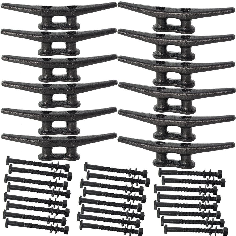 VEITHI 6 inch Electrophoretic Coated Black Dock Cleats, Ideal for Boat, Decks, Piers, Marine Decor