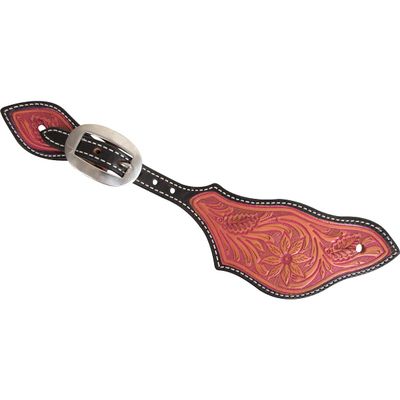 Martin Saddlery Rancher Spurstraps with Paint Wash and Desert Flower Tooling, Pink
