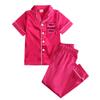 Kids Tales 2Pcs Custom Personalized Satin Pajamas Set Child Short Sleeve Button-Down Silk Loungewear Add Your Own Text Design PJS view 1