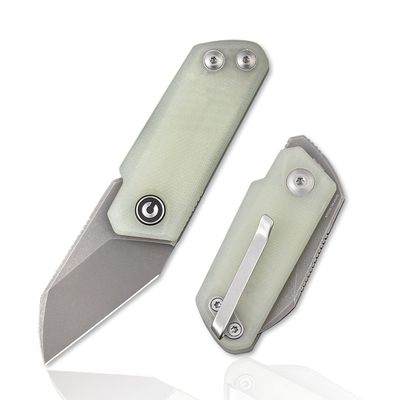 CIVIVI Ki-V Front Flipper Pocket Knife, Double Detent Slip Joint Small Folding Knife with Deep Carry Pocket Clip For Easy EDC C2108A (Natural)