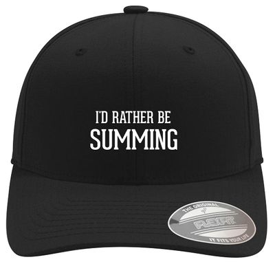 I'd Rather Be Summing - Soft Flexfit Baseball Hat Cap, Black, Large/X-Large