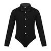 Yeeye Kids Boys Ballroom Salsa Latin Dance Shirt Top Romper Leotard with Bowtie Modern Dancewear Black 12 view 1