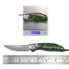 ALBATROSS Damascus Folding Pocket Knife - Premium EDC with VG10 Steel Blade, Green Synthetic Handle, Ball Bearing Assisted Opening, Liner Lock for Outdoor, Hunting, Camping - Great Gift for Men - HGDK028-DG view 3