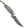 ALBATROSS Premium Damascus Pocket Knife - EDC Folding Knife with Abalone Shell Handle, Ball Bearing Opening, Liner Lock System - Everyday Carry for Outdoor, Hunting, Collection - HGDK028-AS view 4