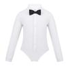 Yeeye Kids Boys Ballroom Salsa Latin Dance Shirt Top Romper Leotard with Bowtie Modern Dancewear White 10 view 1