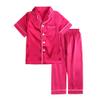 MYGBCPJS 2 Piece Kids Satin Pajamas Set Button-Down Sleepwear Loungewear PJS Shorts Sleeve Tops + Pants Rose Red view 1