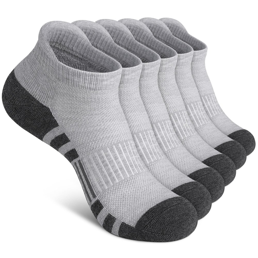Felicigeely Ankle Athletic Running Socks Low Cut Sports Socks Breathable Cushioned Tab Socks for Men Women 6 Pairs