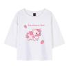 KEEVICI Girls' Cute Strawberry Cow Print T Shirts Short Sleeve Crop Cotton Tops (White,XL,) view 1