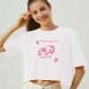 KEEVICI Girls' Cute Strawberry Cow Print T Shirts Short Sleeve Crop Cotton Tops (White,XL,) view 4