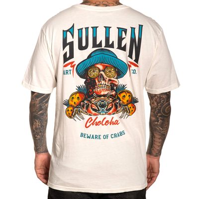 Sullen Crabs Antique White SCM3299 Short Sleeve Premium Vintage Tattoo Skull Graphic T-shirt for Men (Medium)