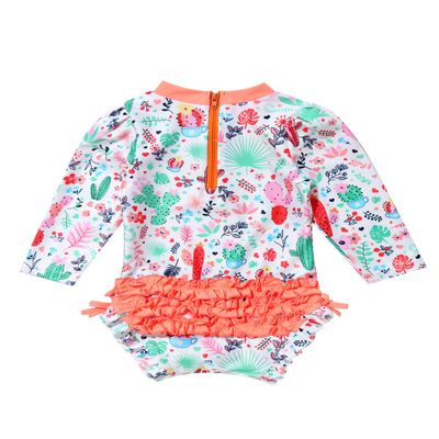 Freebily Baby Girls One Piece Bathing Suit Ruffled Back Swimsuit Rash Guard with UPF 50+ Orange 0-3 Months