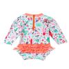 Freebily Baby Girls One Piece Bathing Suit Ruffled Back Swimsuit Rash Guard with UPF 50+ Orange 0-3 Months
