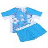 Hansber Kids Girls 2 Piece Rashguard Tankini Swimsuit Floral Short Sleeve Shirt with Boyshorts Bathing Suit Blue 6 view 2