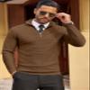 COOFANDY Men's Quarter Zip Sweaters Slim Fit Lightweight Cotton Knitted Casual Mock Neck Pullover Sweaters Brown view 2