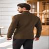 COOFANDY Men's Quarter Zip Sweaters Slim Fit Lightweight Cotton Knitted Casual Mock Neck Pullover Sweaters Brown view 3