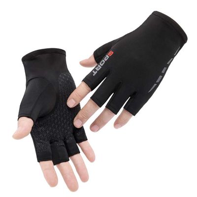 GREUS Men Women Half Finger Cycling Gloves Mittens Cool Thin Fingerless Driving Gloves Shockproof Non-Slip Stretchy Sun Protection Gloves for Motorcycle Running Hiking