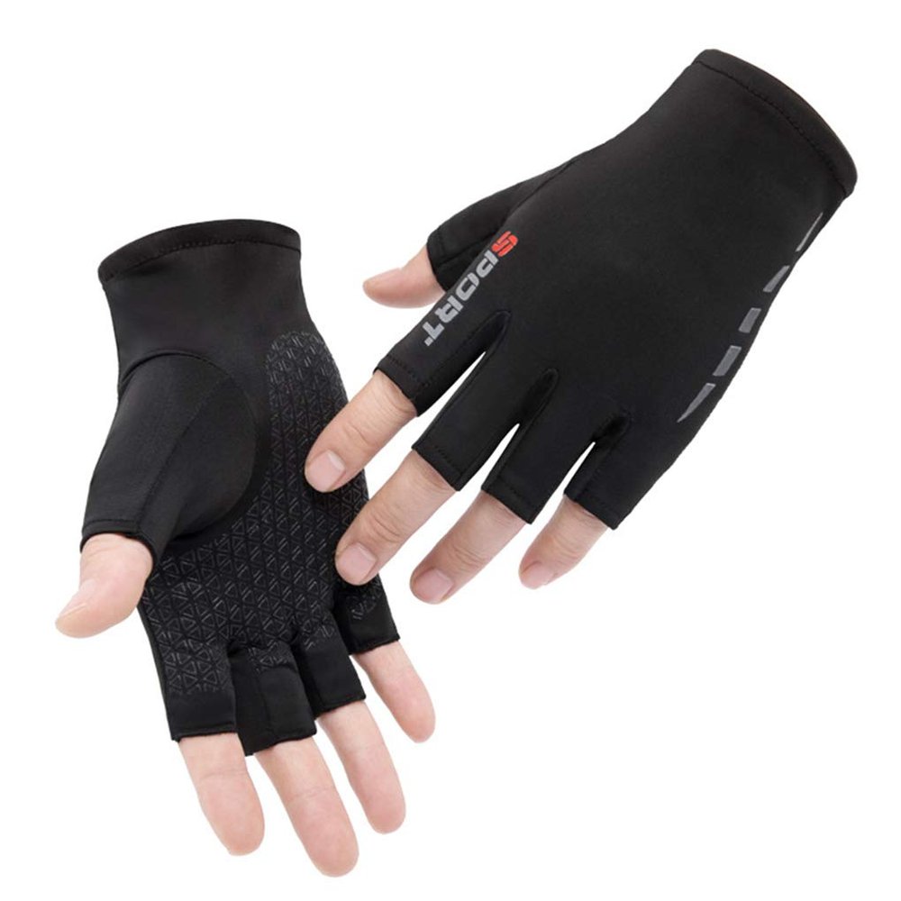 GREUS Men Women Half Finger Cycling Gloves Mittens Cool Thin Fingerless Driving Gloves Shockproof Non-Slip Stretchy Sun Protection Gloves for Motorcycle Running Hiking