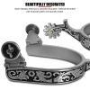 EVTSCAN Horse Spurs for Boots Stainless Steel West Cowboy Exquisite Pattern Horse Boot Spurs Decoration for Equestrian Competition Entertainment view 4