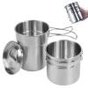 KOKKOYA 2 Piece Set Backpacking Camping Cups Mugs Camping Cooking Pot Cookware Set 304Foodgrade Outdoor Metal Stainless Steel Camp Cups for Boiling Water with Vented Lid Stackable for Hunting view 1