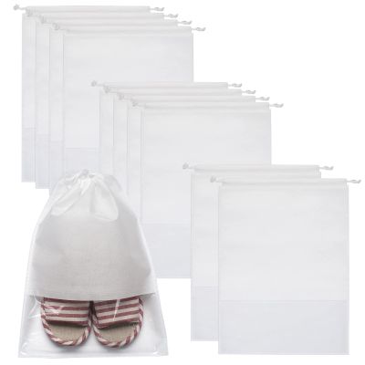Burva Shoe Bags for Travel 11 Pack Shoe Pouch for Storage Packing with Transparent Windows Large for Men and Women - White