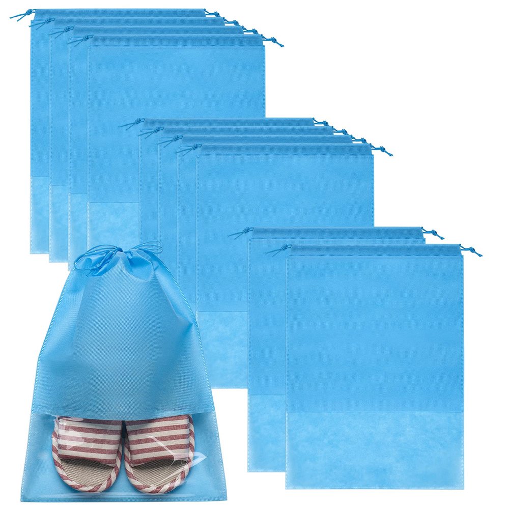 Burva Shoe Bags for Travel 11 Pack Shoe Pouch for Storage Packing with Transparent Windows Large for Men and Women - Blue