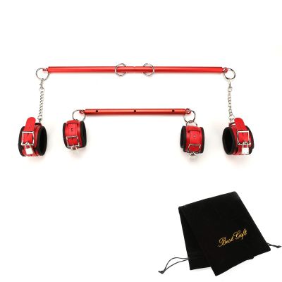 EXREIZST Adjustable 2 Pilates Spreader Bar Set Expandable Sports Aid Training Fitness Kit, Red