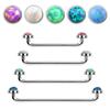 EG GIFTS Staple Surface Barbell WInternally Threaded Synthetic Opal Stones Surgical Steel 14G - Pink - 58inch 16mm, Green,Pink view 1