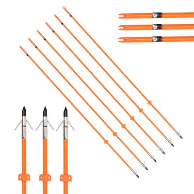 Elong Bow Fishing 32 Inch 5/16" Hunting Arrows Archery Fiberglass Arrows with Safety Slides Broadheads (Pack of 6)