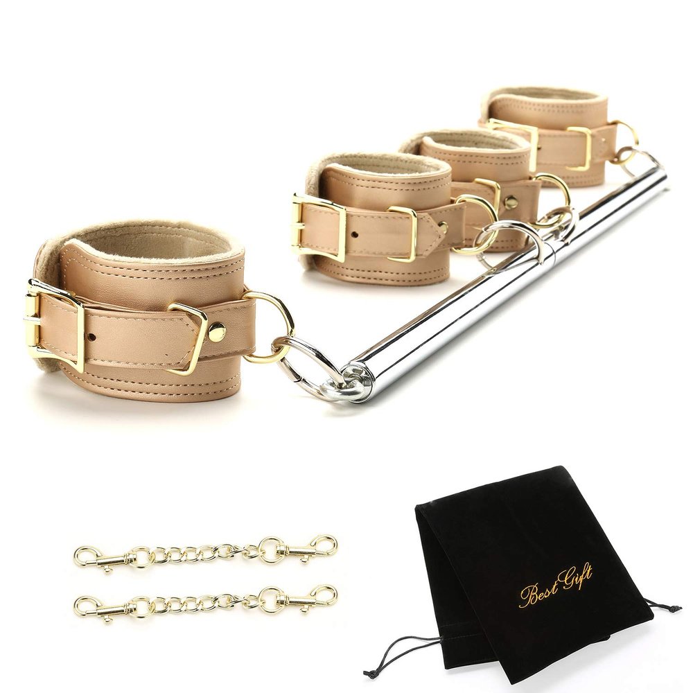 EXREIZST Expandable Spreader Bar with Bag Adjustable Home Yoga Bar Set, Gold