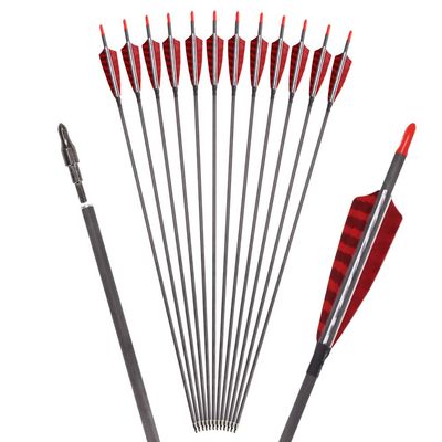 Elong 12PCS 30" Arrows for Compound Bows,Prue Carbon Hunting Arrows for Archery Spine 700 with 100 Grain Screw Tips,4" Turkey Feathers, for Compound & Recurve & Traditional Bow