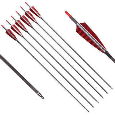 Elong 6PCS 30" Arrows for Compound Bows,Pure Carbon Hunting Arrows for Archery Spine 600 with 100 Grain Screw Tips,4" Turkey Feathers, for Compound & Recurve & Traditional Bow