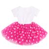 Baby Girls My 2nd Birthday Outfits Polka Dot Cake Smash Dress Two Years Old Short Sleeve Romper Shirt Ruffle Shiny Sequin Bow Tulle Tutu Skirt Letter Print Bodysuit 2PCS Clothes Set Hot Pink 2 2 view 2