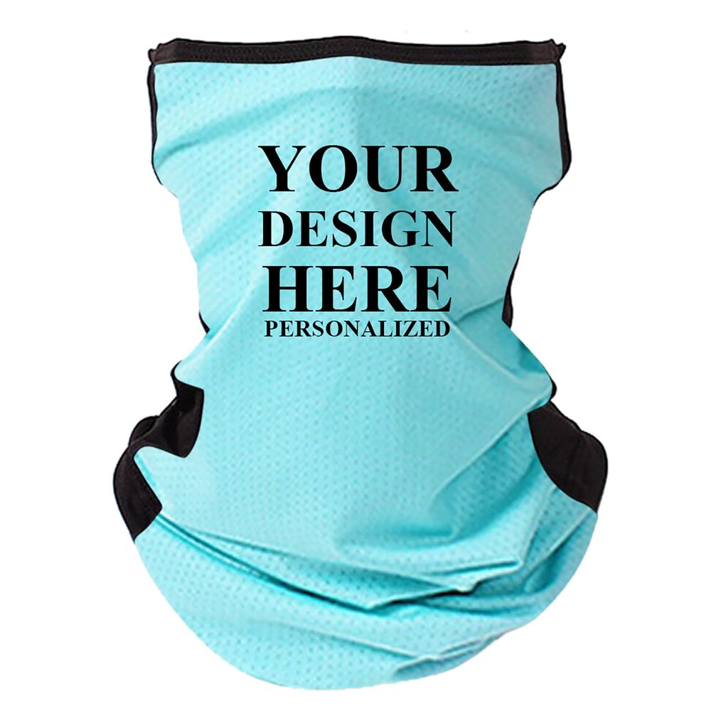 TopTie Personalized Custom Printing Two Tone Mesh Cooling Neck Gaiter,Breathable Outdoor Bandana Face Gaiter-Light Blue