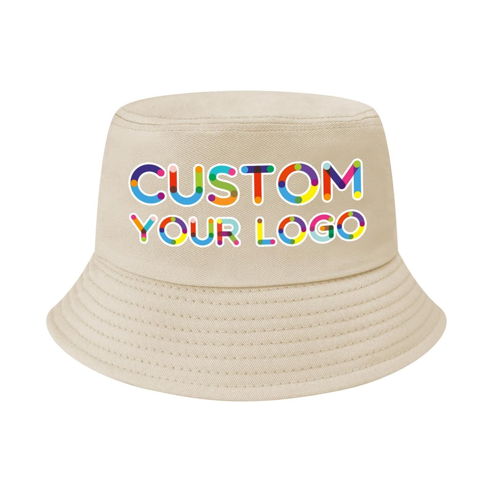 TopTie Embroidered Bucket Hat Cotton Sun Hats for Kids 3-8 Year Old-Beige