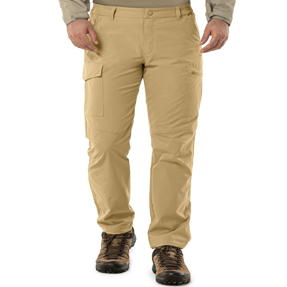 33,000ft Hiking Cargo Pants Men 6 Pockets Water Resistant Lightweight Fishing Outdoor Travel Work Khaki