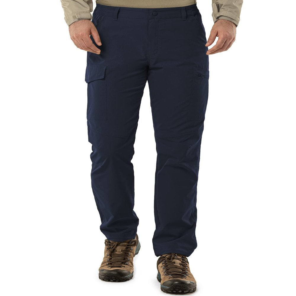 33,000ft Hiking Cargo Pants Men 6 Pockets Water Resistant Lightweight Fishing Outdoor Travel Work Navy