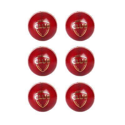 SG Club Leather Cricket Ball, Pack of 6 (Red)