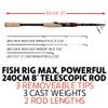 Rigged and Ready Fish RIG MAX Tele. Spin Telescopic Rod 240cm 8' & 220cm 7' 3" with + 3 Tips and 3 cast Lengths. view 2