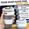 2-Pack Collapsible Coffee Cup Reusable  12oz Leakproof Travel Coffee Mug, Silicone, Foldable & Portable for Hiking, Camping, Office | Lightweight, Heat-Resistant, Easy to Clean, Outdoor & Travel Cup view 4