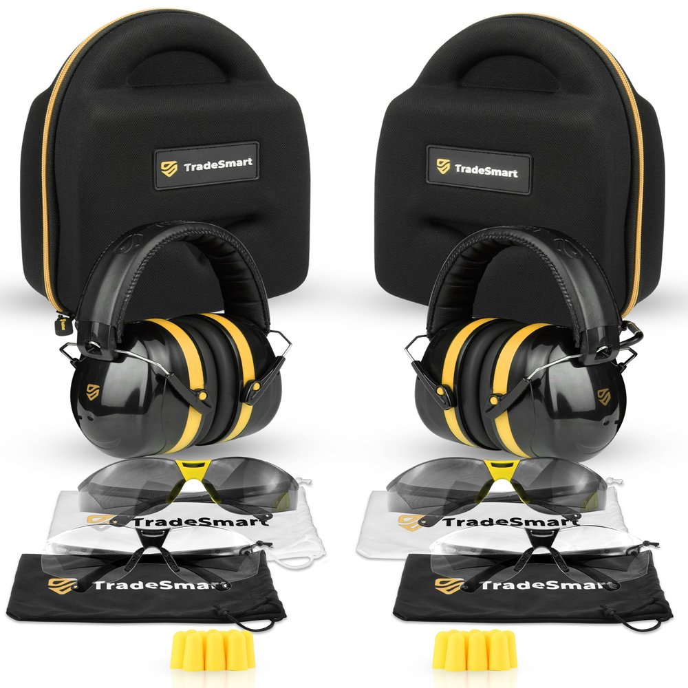 TradeSmart Gun Range Protection Duo Kit - 2x Yellow Shooting Eye and Ear Protection for Women and Men, U.S. Certified
