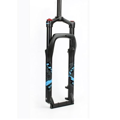 Jejy Beach Snow Bike 20/26inch Mountain Fat Fork 4.0 Tires Air Forks Shock Absorber, Magnesium Alloy Disc Brake QR 9mm Suspension Forks Straight Steerer (Color : Blue Label, Size : 26)