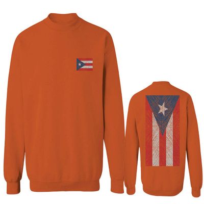 0062. Puerto Rico Flag Boricua Rican Nuyorican Men's Crewneck Sweatshirt (Orange X-Large)