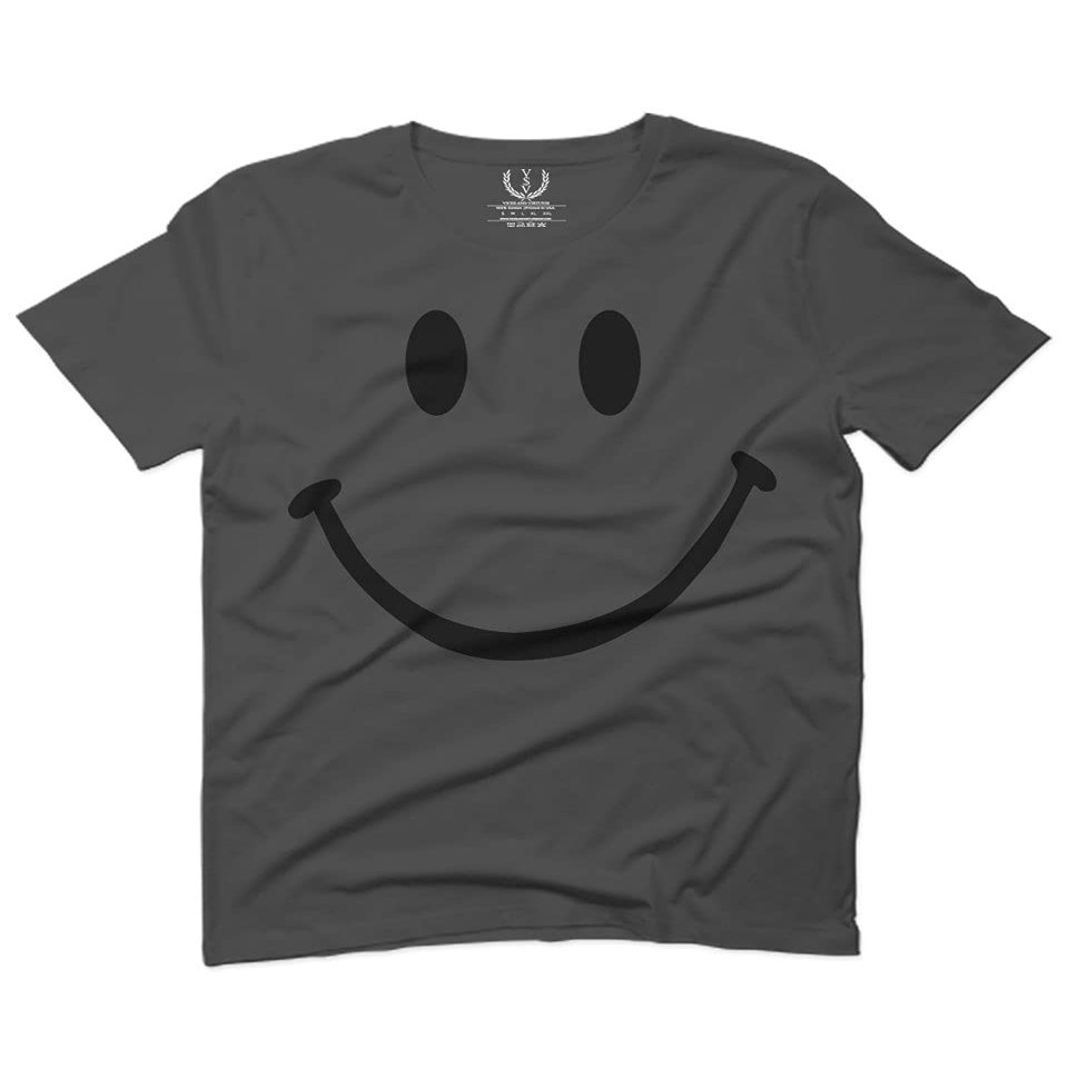 0357. Cute Graphic Happy Funny Smile Smiling Smiley face Positive Smiley for Men T Shirt (Charcoal, 2X-Large)