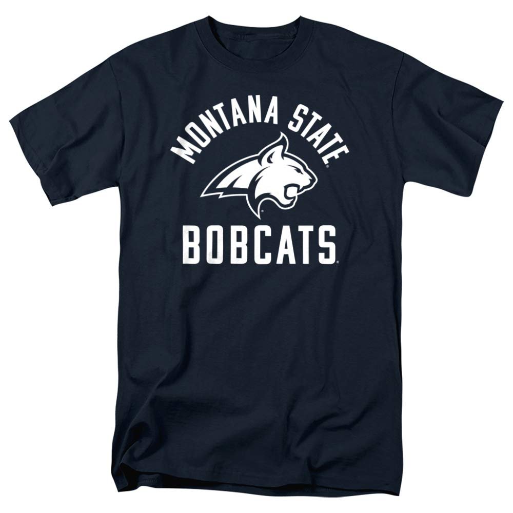 Montana State University Official One Color MSU Bobcats Logo Unisex Adult T-Shirt, Navy, 5X-Large